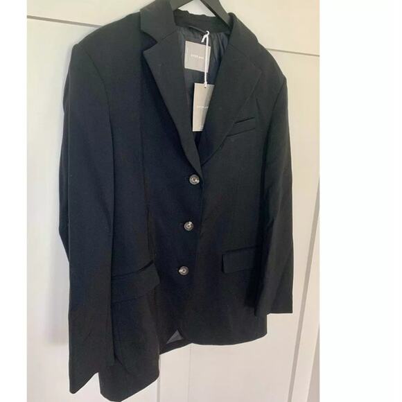 NWT Everlane The 80's Italian Wool Blazer Women's Size 6 Black Oversized Eighti - Picture 5 of 12